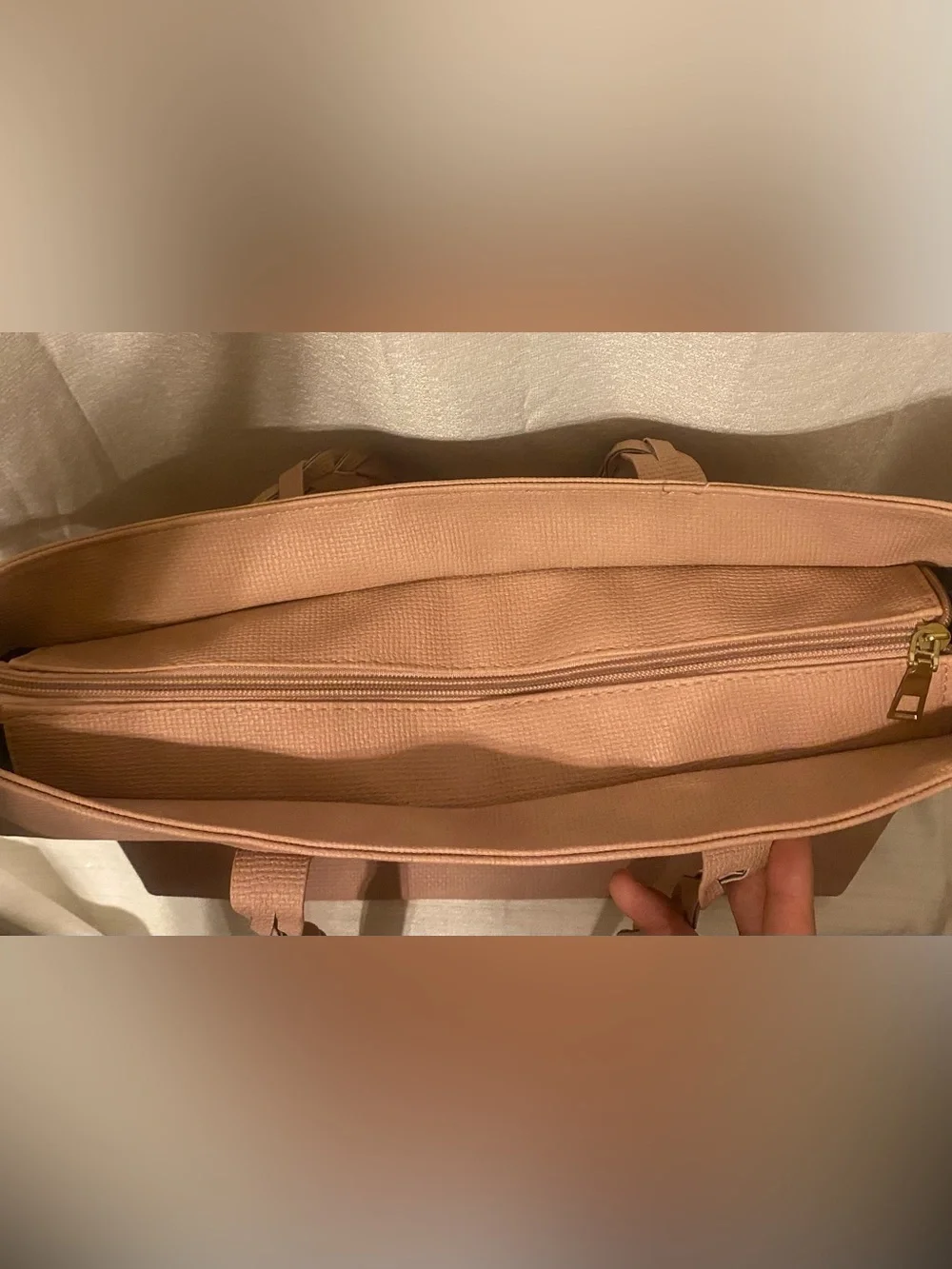 Weimeibaige Dusty Rose Braided Handle Vegan Faux Leather Large Tote